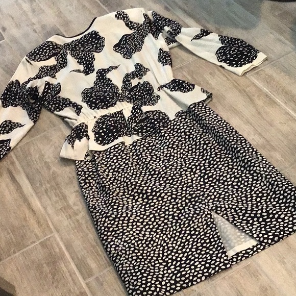 Louis Feraud vintage silk bow dress, cream/black, size 10 - Picture 7 of 13